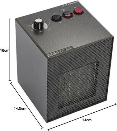 Мобільний тепловентилятор 230В 450Вт / 750Вт / 1800Вт терморегулятор автоматичне вимкнення антрацит, 2000 Classic Plus