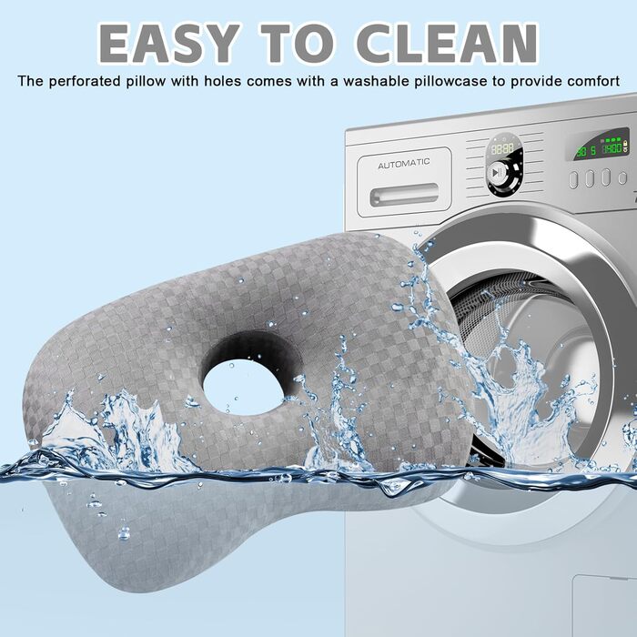 Подушки для пірсингу вушних отворів, подушка для пірсингу з отвором, подушка для пірсингу, подушка для вушного отвору, подушка для вух для сну, подушка для шиї для тих, хто спить на боці, для полегшення болю у вухах (сіра)