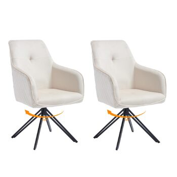 Комплект обідніх стільців з 2 шт. , обертове оксамитове крісло з міцним металевим каркасом та нековзними підніжками - Сучасні кухонні та офісні стільці, зручне крісло для вітальні (бежевий) стиль - 3 бежевий