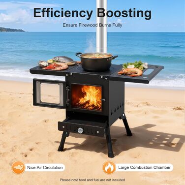 Складана кемпінгова дров&39яна піч, наметова піч, портативна наметова плита, кемпінгова піч з димоходом, садова піч, вулична піч, кемпінгова піч, міні-дров&39яна піч з регульованою висотою 36-56 см, для активного відпочинку на свіжому повітрі