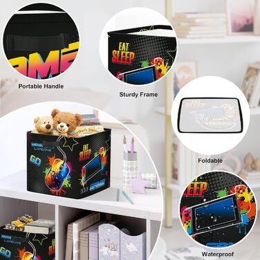 Коробка для зберігання 30 см, 3 шт., ігровий кошик для зберігання неонових вивісок, дитячий складний ігровий контролер, світлодіодна гарнітура з ручками, куб-органайзер для іграшок, книг, одягу, графіті, графіті 3 шт./набір