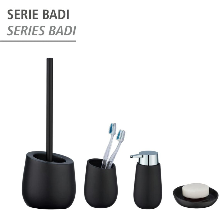 Мильниця WENKO Mod. Badi Black, високоякісна кераміка з матовою поверхнею, мильниця простої, однотонної форми чорна 3 x 11,5 x 11,