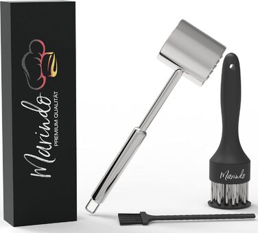 Набір для розпушування м'яса Marindo - розпушувач м'яса та щітка для чищення в комплекті двосторонній розпушувач м'яса з нержавіючої сталі, можна мити в посудомийній машині розпушувач м'яса з 20 лезами з нержавіючої сталі