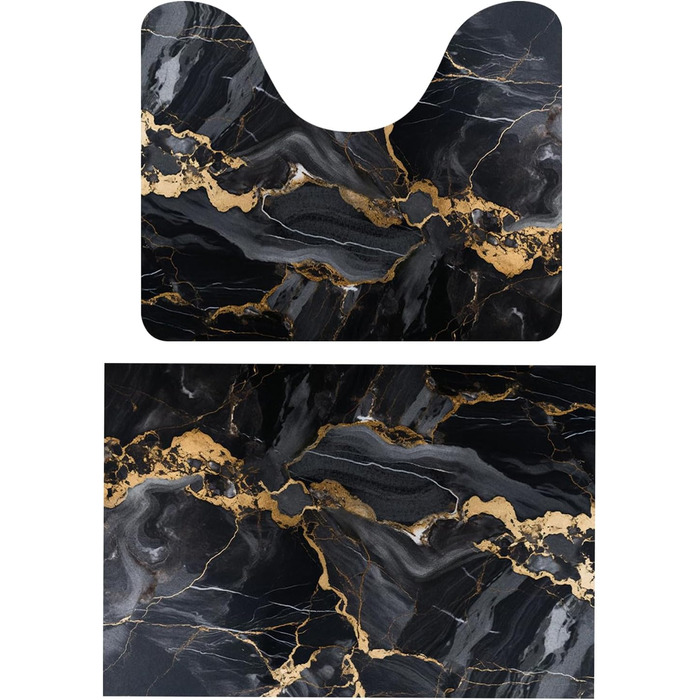 Комплект килимків для ванної comfoyar, 2 шт. и, суперпоглинаючі килимки для ванної з чорним мармуровим візерунком, нековзні, швидковисихаючі килимки для ванної, м&39які килимки для ванної, що миються, 40x60 см 40x50 см