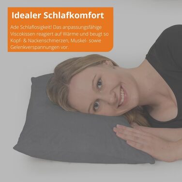 Подушка для сну, в&39язкопружна подушка з піни з пам&39яттю форми, ергономічна подушка для підтримки шиї, м&39який чохол з мікроплюшу, виготовлено в ЄС, сертифіковано Oeko-Tex, 40 x 60 x 13 см, сірий
