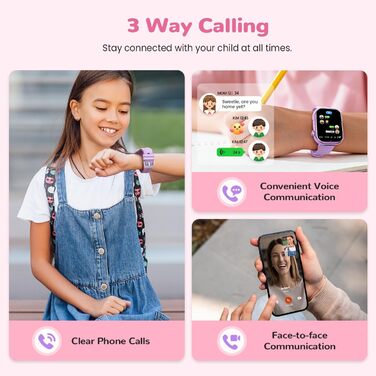 Розумний годинник RUXINGX 4G для дітей з GPS та телефонними дзвінками, дитячий годинник із водонепроникністю IP68, подвійним переглядом, голосовим чатом, ліхтариком, шкільним режимом, крокоміром, будильником для хлопчиків та дівчаток, фіолетовий