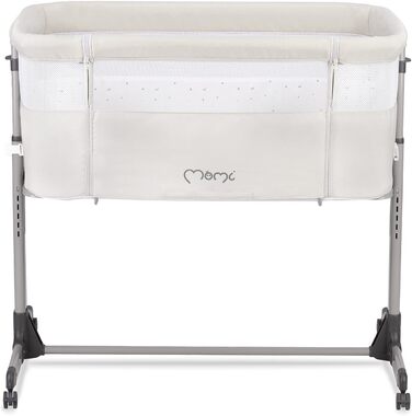 Багатофункціональне приліжкове та дитяче ліжко Momi REVO, 6-рівневе регулювання висоти від 72 до 82 см, з колесами, включаючи матрац, кріпильні ремені, сітку від комах та ручку з іграшками