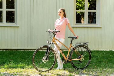 Велосипед Licorne Bike преміум-класу для трекінгу, алюмінієва рама 28 дюймів з дисковими гальмами, підходить для хлопчиків, дівчаток, жінок та чоловіків - 21 швидкість - Гірський велосипед - Кросовий велосипед, темно-золотистий.