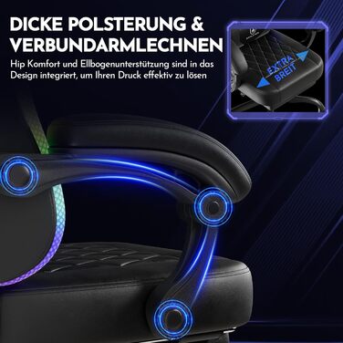 Ігрове крісло GTPLAYER, офісне крісло, ігрове крісло зі світлодіодною стрічкою, геймерське крісло, спинка з кишенею для зберігання, ергономічне комп&39ютерне крісло з пультом дистанційного керування