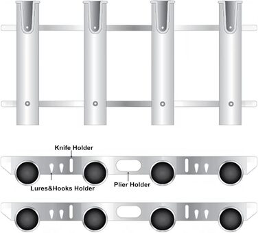 Настінні тримачі для вудок, трубки, ланки, тримач для вудок, стійки, 4-полюсні, білі