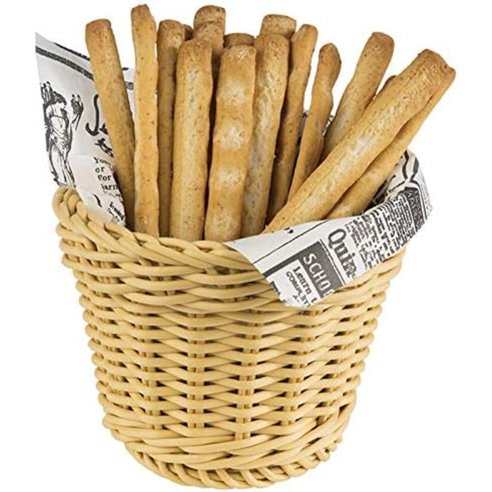 Кошик APS круглий Profi Line, бежевий плетений кошик, поліпропіленовий кошик, плетений контейнер, хлібний кошик, харчовий кошик, д