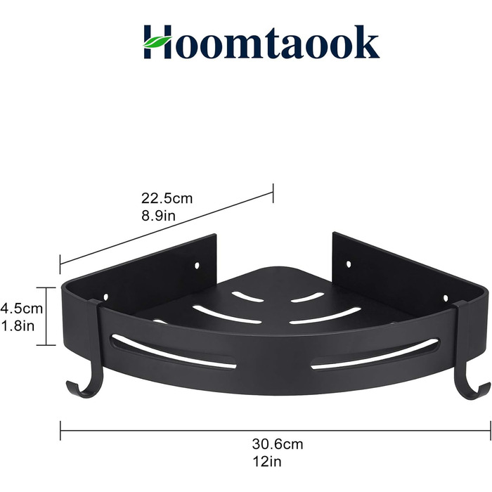 Полиця для душу Hoomtaook Кутова полиця Кошик для душу Полиці для душу без свердління для ванної кімнати, матове покриття, полиця для ванної кімнати, 2 шт. чорного кольору