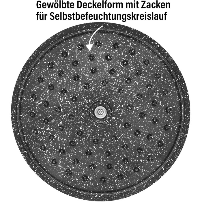 Кокотниця з кришкою індукційна 20 см, 2,6 л, лита алюмінієва каструля з покриттям з частинок справжнього каменю, каструля для запі