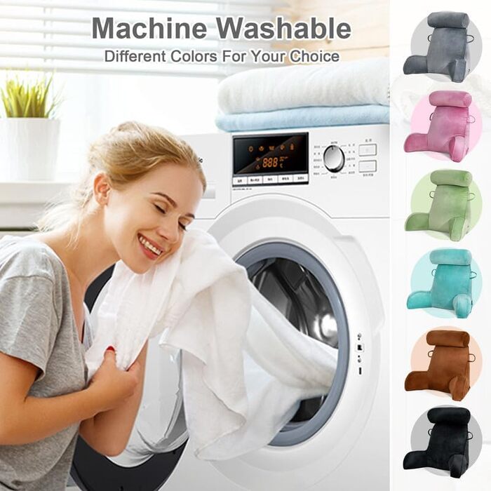 Подушка для читання Mingfuxin для ліжка, подушка для ліжка зі знімним валиком для шиї та вищим підлокітником для сидіння в ліжку, дивані, підлозі, подушка для читання зі спинкою для дорослих, подушка для спини для читання, перегляду телевізора, сірий полі