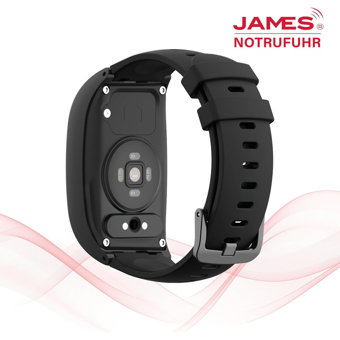 Годинник James B8 для екстрених випадків та безпеки для людей похилого віку GPS, виявлення падіння, кнопка SOS, монітор серцевого ритму, функції для здоров&39я, сімейний додаток, гучний будильник чорний/білий вкл. SIM-картку та 2 місяці безкоштовного тари