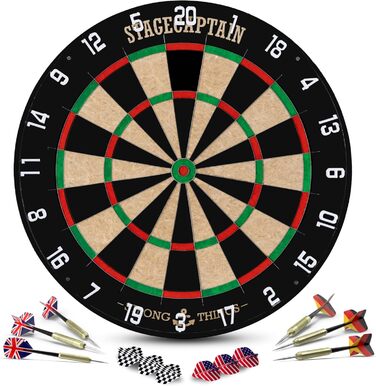 Комплект мішені для дротиків Stagecaptain DBS-1715C Bullseye Champion - професійна мішень для дротиків із сизалевої сталі - регульована по висоті чорна підставка для дротиків із сумкою - 6 дротиків та 4 комплекти дергаків