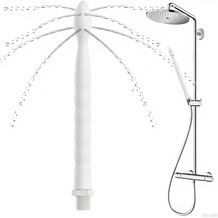 Анальна душова насадка з силікону, 24 см, 8 отворів, біла