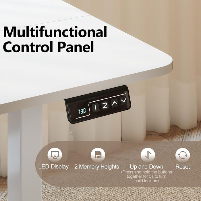 Електричний стіл LIFEZEAL для роботи сидячи та стоячи, регульований по висоті, з тримачем для навушників та органайзером для кабелів, ергономічний стіл з функцією пам&39яті для домашнього офісу, білий