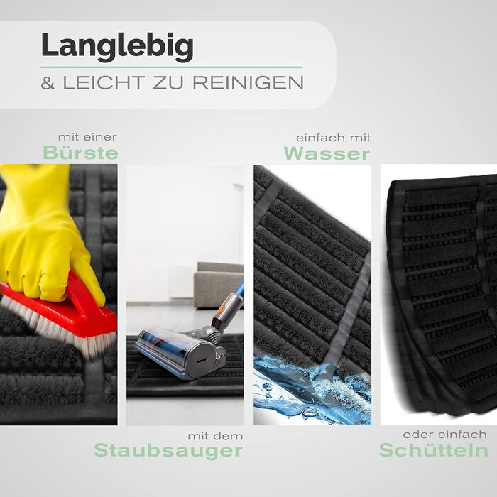 Килимок для дверей Entrando з гуми та кокосу, чорний, 45x75 см міцний килимок для вулиці, патіо, майстерні та гаража всепогодний, нековзний та міцний килимок для дверей, чорний, 45 x 75 см