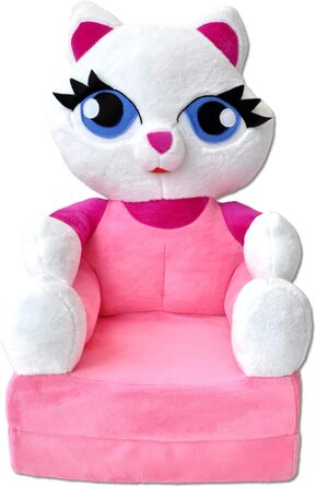 Дитяче крісло, міні-крісло, дитячий стільчик, дитячий диван розкладний 2 в 1, м&39яке крісло, розкладний дитячий диван для дитячої кімнати (Рожевий кіт)