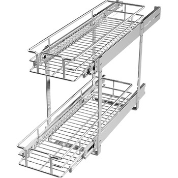 Індивідуальний органайзер для висувної шафи з 2 рівнями, 11,4 см Ш х 53,8 см Г, висувна кухонна шафа для зберігання, висувні полиц