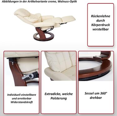 Крісло для відпочинку Robas Lund Calgary 2, коричнева шкіра, 64021BN5 коричневий/натуральний