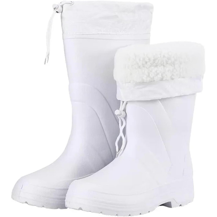 Чоловічі гумові чоботи, чоловічі снігові чоботи, короткі, плюшеві, теплі, водонепроникні, чоловічі чоботи, легкі, для активного відпочинку, високі, чоловічі гумові чоботи, білі, розмір EU 44