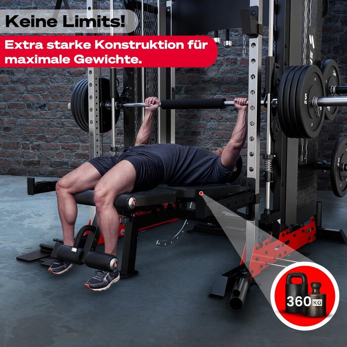 Силова лава Sportstech BRT700 для домашнього використання, похила та плоска лава 21-в-1 з жимовою лавою, вантажопідйомність 360 кг, тренажер для спини, жим лежачи, силові тренування, все тіло, домашній тренажерний зал, багатофункціональна лава BRT700 чорн