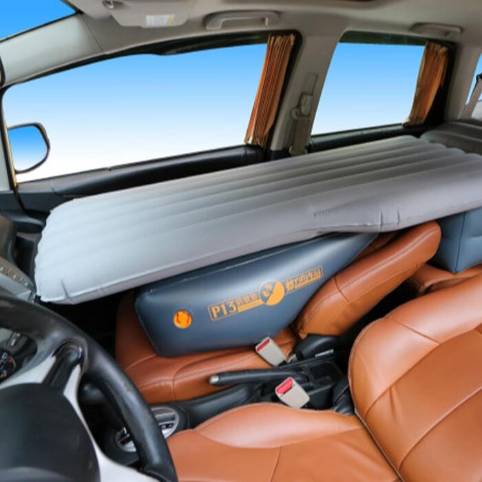 Надувний матрац для автомобіля - Ліжко на передньому сидінні автомобіля, Надувна подушка для автомобіля Надувна передня подушка для автомобільного матраца, Водонепроникний товстий надувний матрац з ПВХ, Герметичний P12-Чорний