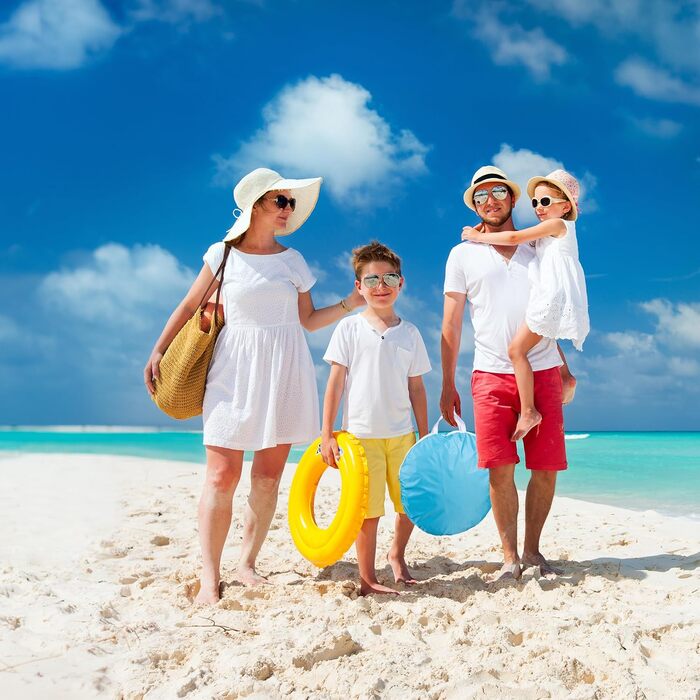 Розкладний пляжний навіс Relaxdays, захист від ультрафіолету 50, з кілочками та сумкою для перенесення, ВxШxГ 110 x 140 x 145 см, 2 особи, синій