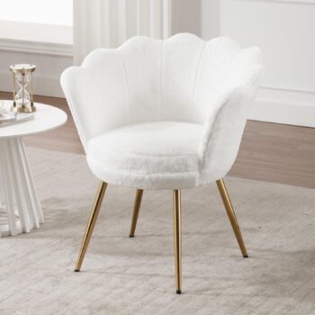 Крісло для вітальні з плюшевої тканини, крісло для туалетного столика із золотою основою, м&39яка оббивка з квітковим візерунком, крісло-гойдалка, крісло-реклайнер для вітальні/спальні, білий колір