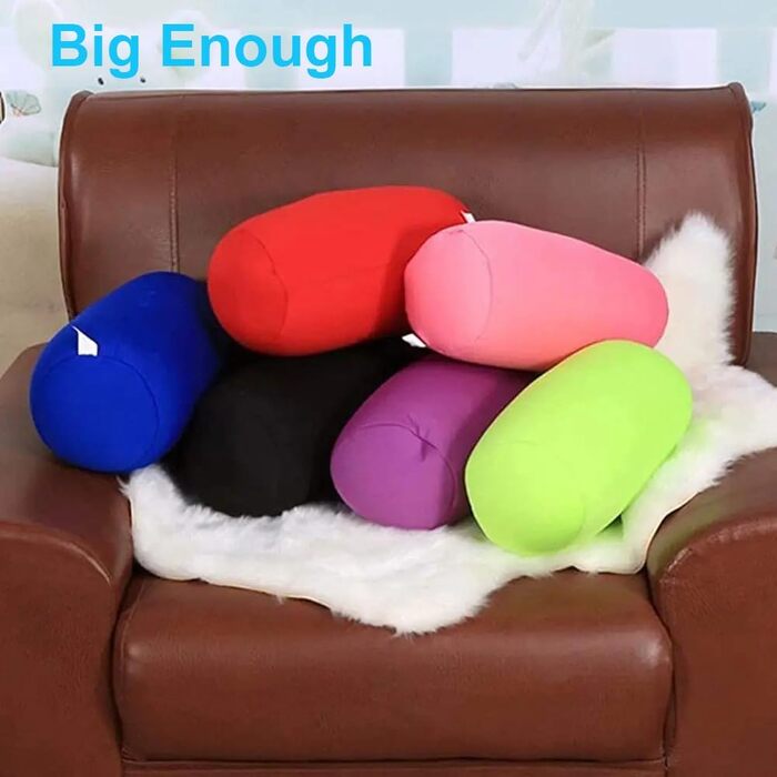 Подушка з мікробісеру, подушка для шиї, подушка з мікробісеру, мікро-міні-подушка з мікробісеру для спини, декоративна подушка в рулоні, дорожня, домашня, для сну, зручна (розмір 32 x 16 см), чорна