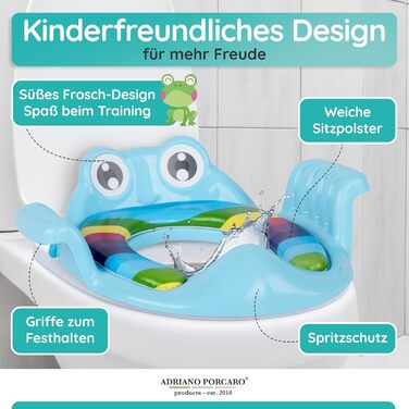 Дитяче сидіння для унітазу - Зручний для дітей дизайн жабки I Дитяче сидіння для унітазу із захистом від бризок I Легко встановити