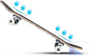 Скейтборд, 7-шарова дека з канадського клена та подвійним ударом, скейтборд для дітей віком 5-8 років, підлітків та дорослих, комплектний скейтборд, професійна дошка для дітей, підлітків та дорослих, 7-шарова дерев&39яна дека, модний дизайн, середнє увігн