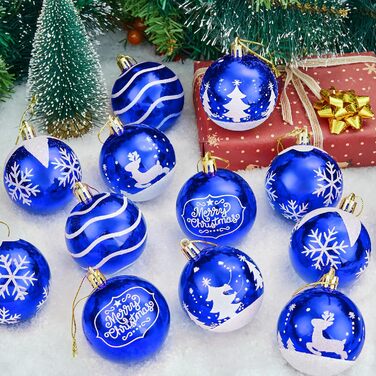 Різдвяні прикраси 24 предметів синьо-білі Joiedomi