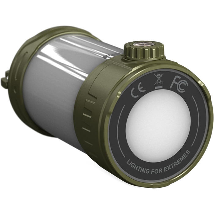 Ліхтар для кемпінгу Fenix CL26R Pro LED зовнішній акумулятор, макс. 650 люмен, біле та червоне світло, акумулятор 5000 мАг, заряджання через USB-C, оливково-зелений корпус.