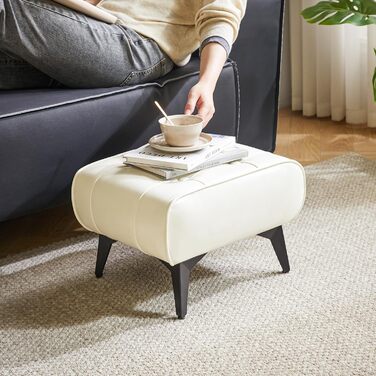Невеликий шкіряний пуф для ніг, сучасний м&39який табурет, диванний пуф для крісла, вітальня, квадратна технічна тканина, вінтажний пуф, 403026 см, білий, HBD037W