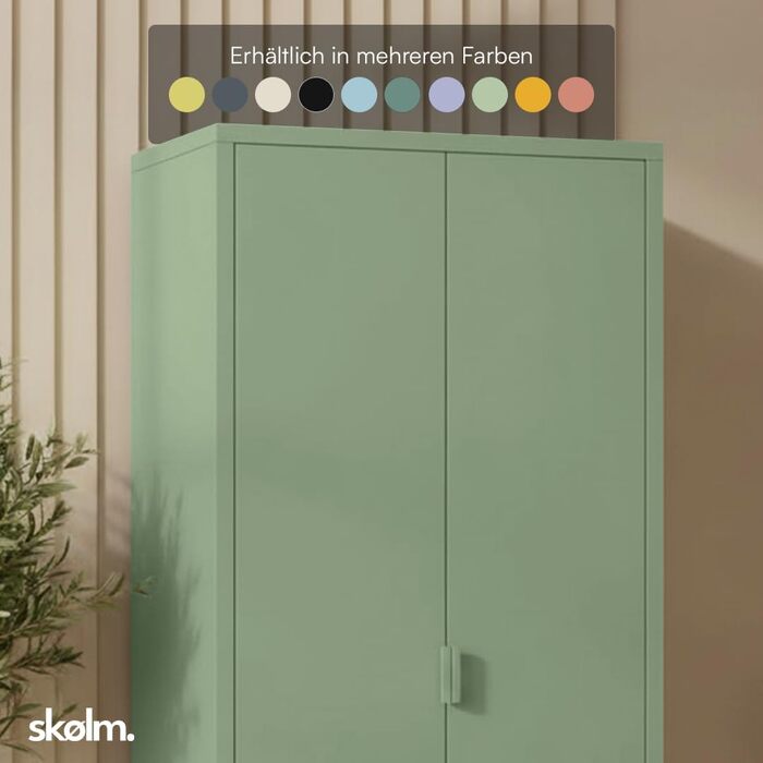 Металева шафа skølm Ituri, м&39ятно-зелена Шафа з 6 полицями та 2 рейками для одягу Шафа для передпокою, ширина 80 см Шафа для спальні в індустріальному стилі Сталева шафа для вітальні та офісу, м&39ятно-зелена, без шухляд
