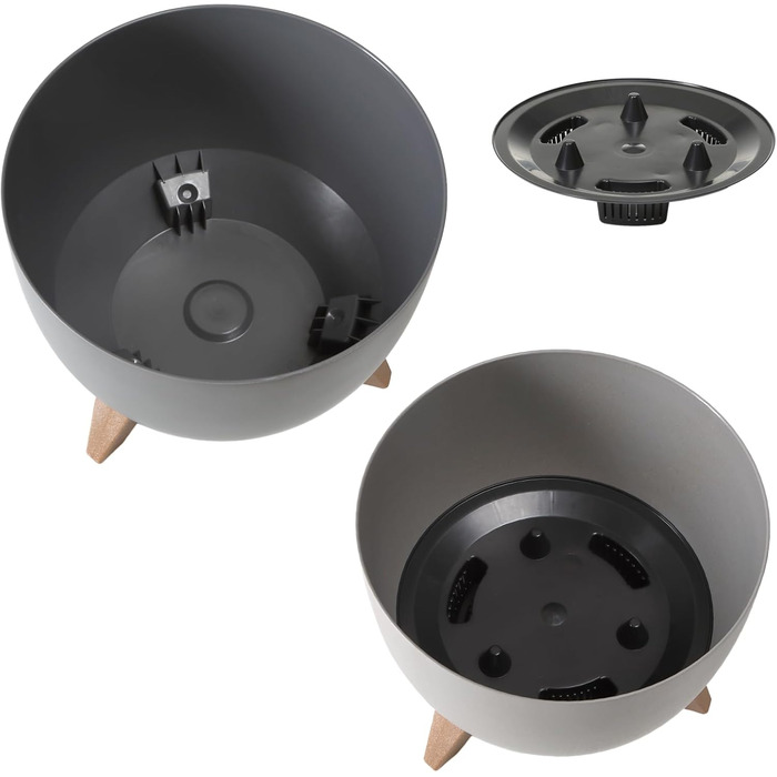 Квітковий горщик MELTOM з ніжками-вставкою, горщик для трав, еко-перероблений (антрацит, XL - 47 см) XL - 47 см антрацит