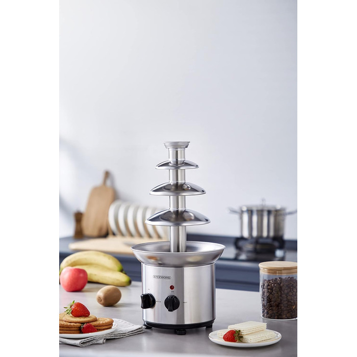 Шоколадний фонтан 170 Вт 1250 г Якісна та міцна нержавіюча сталь 4 етапи Термостійкий Шоколадний фонтан Фондю Шоколадне фондю Шоколадний фонтан