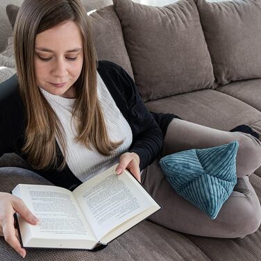 Подушка для читання, валик для шиї Cozy Shara, вельветовий дизайн, ергономічна форма для підтримки шиї або попереку, 42 x 22 см, гнучка підставка для книг, електронних книг або планшетів (петлевий колір)