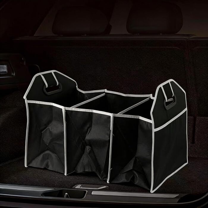 Органайзер для автомобіля, вантажівки, сумка для зберігання речей в авто, складана, 3 відділення, водонепроникний, 50 x 33 x 33 см, аксесуар для подорожей, з антиковзким покриттям для подорожей, кемпінгу, транспортування, чорний