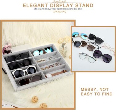 Організатор для зберігання окулярів Emibele, оксамитовий лоток для годинників та ювелірних виробів з 8 сітками для зберігання, шаф