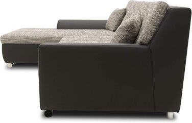 Колекція кутовий диван Treviso, L-подібний диван зі штучної шкіри та тканої тканини, кутовий диван, диван, м&39який кутовий модуль, 267 x 178 x 83 см (Ш x Г x В), сірий/чорний, шезлонг з лівим бортом, чорно-сірий