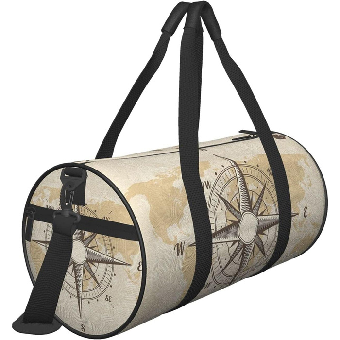 Вінтажна спортивна сумка з компасом та старовинною картою світу, велика дорожня сумка для фітнесу, чоловіча та жіноча сумка на вихідні