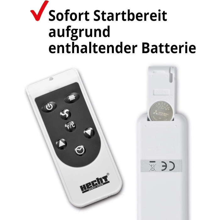 Електричний обігрівач Hecht (нова версія) - Обігрівач для швидкого та затишного тепла - Енергозберігаючий - З 3 рівнями потужності