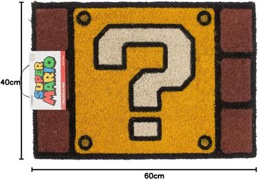 Килимок для дверей Super Mario (дизайн блоків Mystery Block / Question Mark Block) з кокосового волокна 40x60 см - офіційно ліцензований продукт 40 x 60 см (прямокутний) різнокольоровий