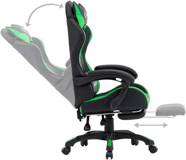 Ігрове крісло Hommdiy з підставкою для ніг, підголівником, поперековою подушкою, офісне крісло, обертове крісло, крісло керівника, письмове крісло, спортивне сидіння, гоночна шкіра, зелено-чорне, з підставкою для ніг