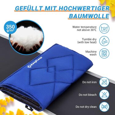 Подушка для кемпінгового ліжка KingCamp для кемпінгових меблів, м&39яка підкладка, підходить для розкладних ліжок та шезлонгів, бавовняна суміш, нековзка та миється, підвищення комфорту для вуличних ліжок, синя з ромбоподібним візерунком 350 г/м, 203 76 с