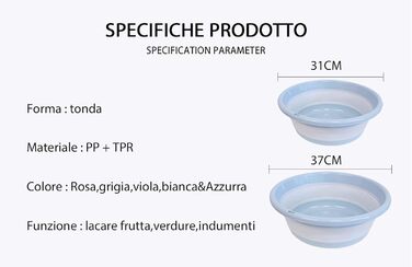 Умивальник, корито для білизни, чаша для миття посуду, чаша для кемпінгу, складана, пластикова, компактна, ідеально підходить для ванної кімнати, кухні, патіо, саду, термостат гумовий (12x3113,5x37) см, синій (12x3113,5x37) см синій